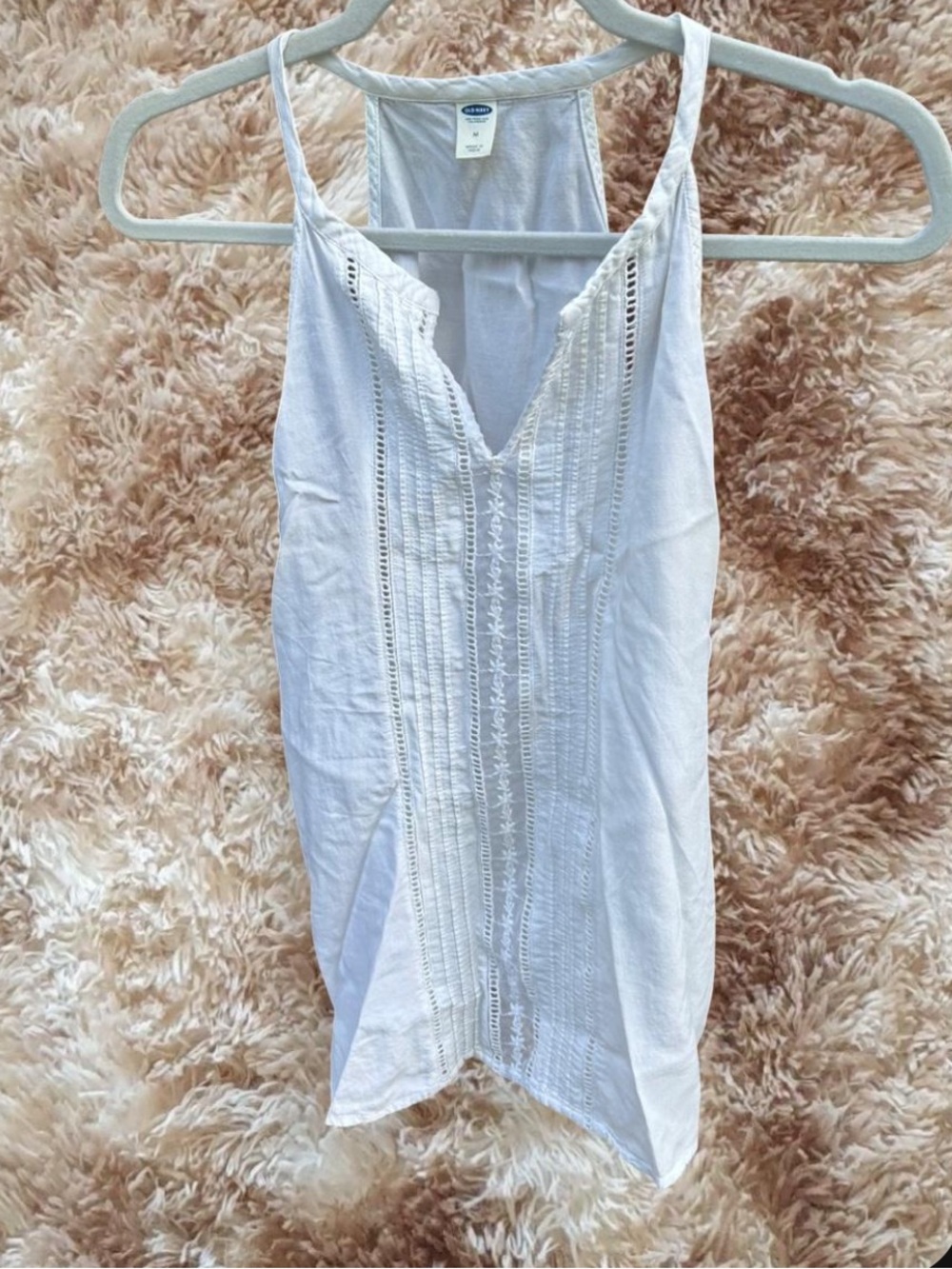 Old Navy White Lace-Front Tank Top